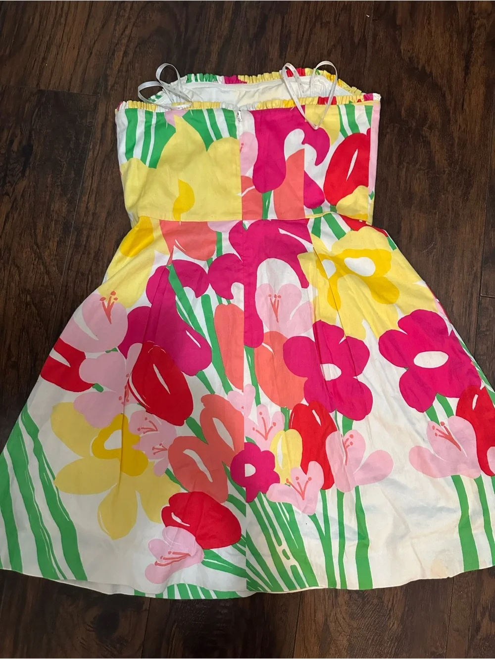 Lilly Pulitzer Strapless Floral Fit-and-Flare Dress in Pink, Red, Yellow, Green - Picture 3 of 4